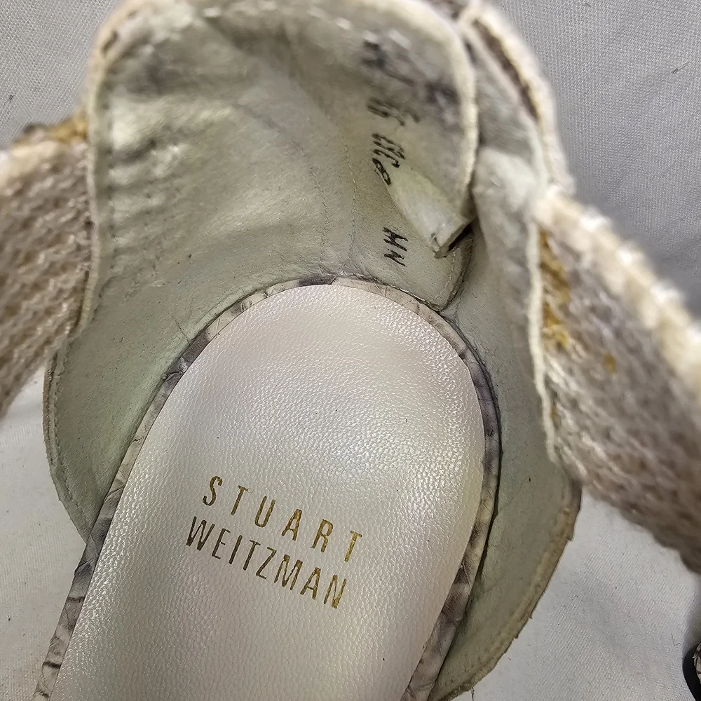 Stuart Weitzman Grasp Wedge Sandals - Women's Size 9.5 - Snakeskin Animal Print - Picture 13 of 14